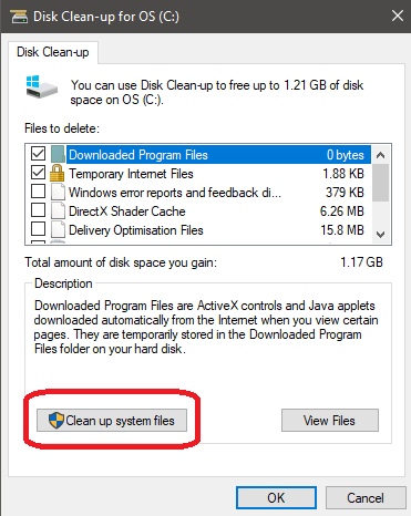 Disk Clean-up for OS